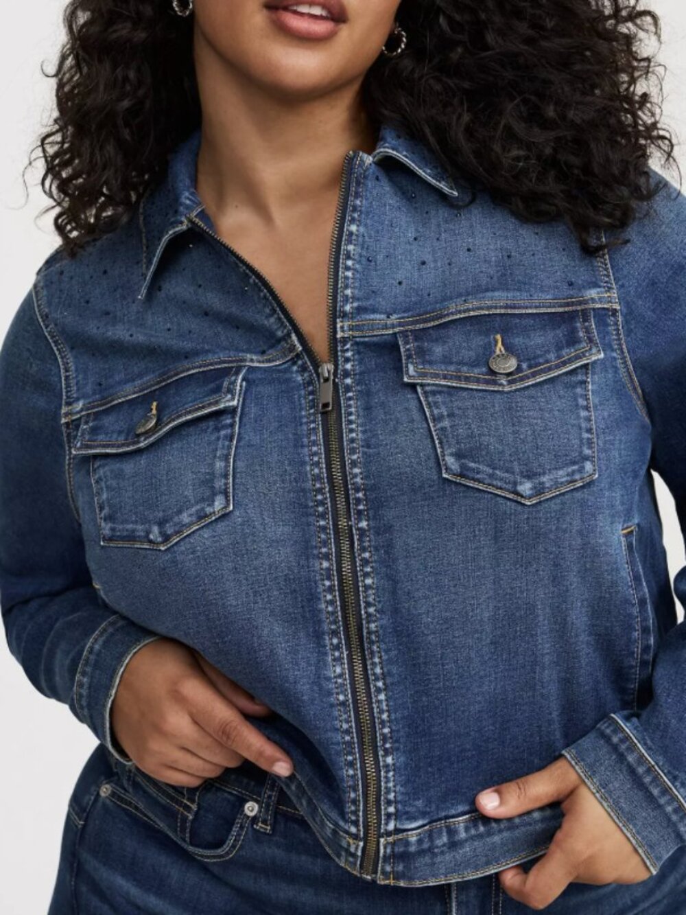 TORRID CRYSTAL PALACE ZIP FRONT TRUCKER JACKET 2 2X 18 20